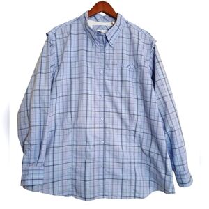 World Wide Sportsman Blue Plaid Fishing Shirt womens XXL Bass Pro Shop